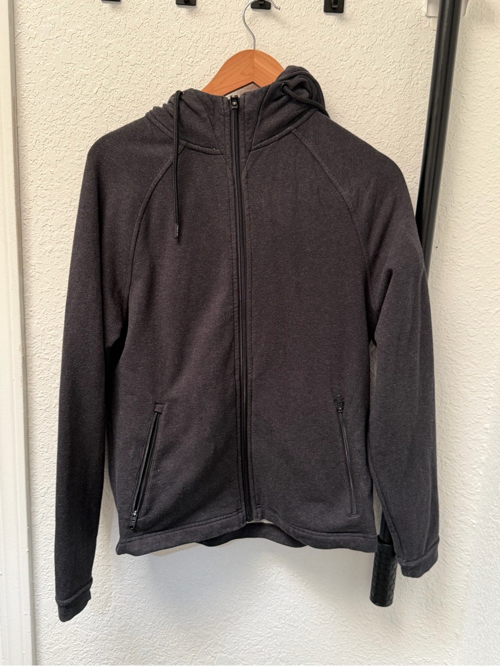 Men's Public Rec Small Dark Heather Gray Full-Zip Hooded Sweatshirt EUC S Black